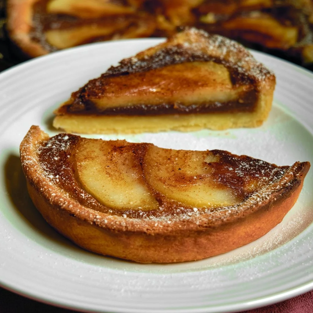 Tarte poire chocolat avec poires juteuses et chocolat fondant
