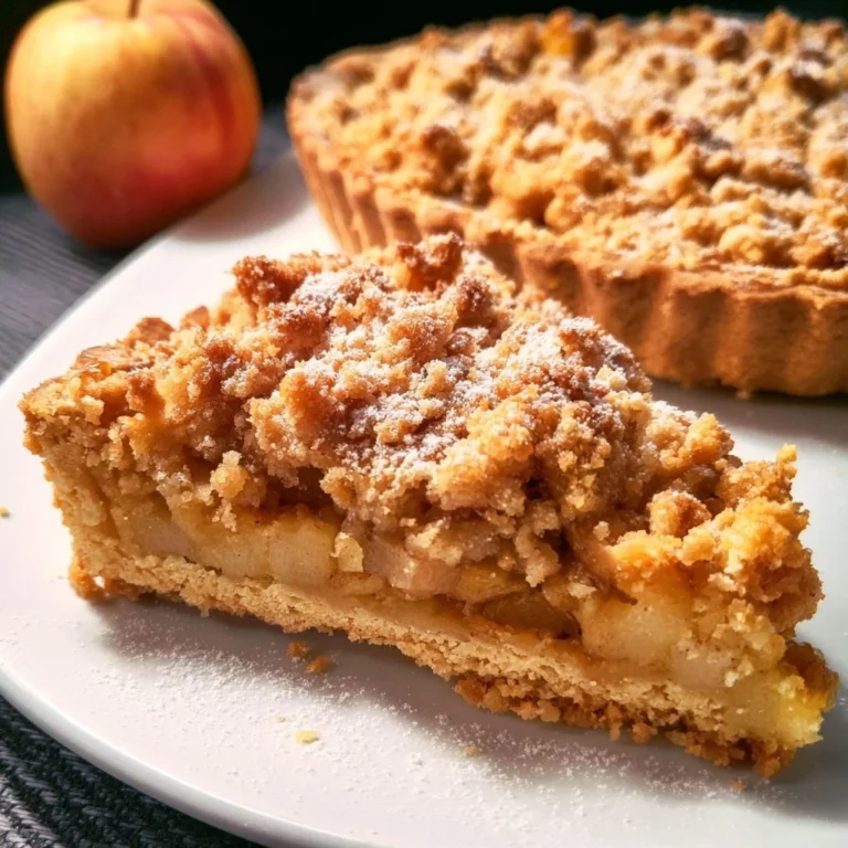Tarte Streusel aux Pommes dorée avec une croustillante couche de streusel
