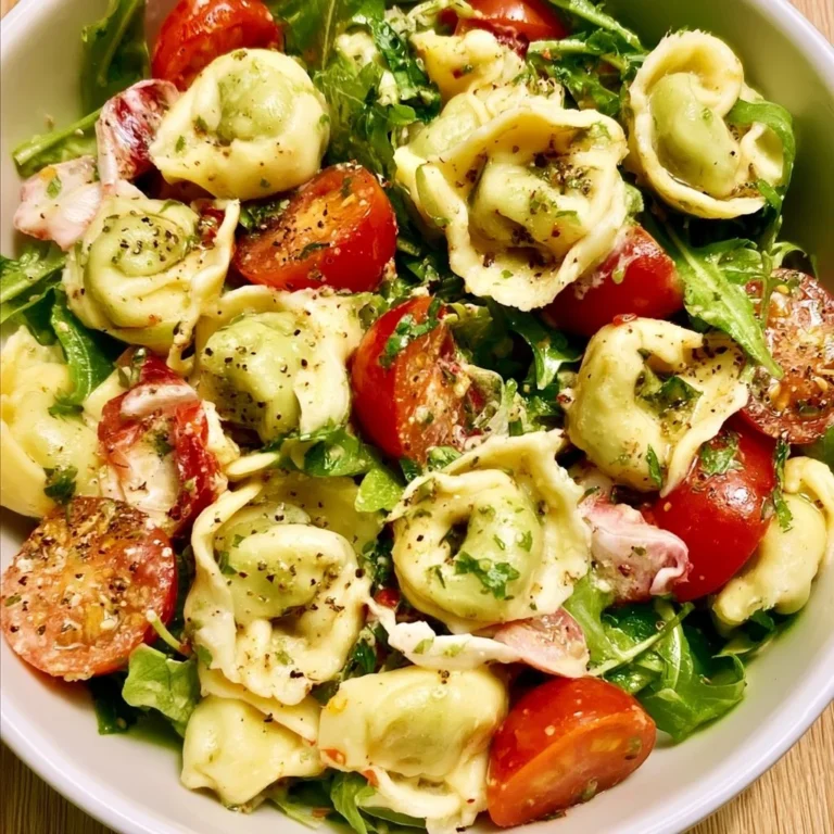 Salade de tortellini italienne fraîche et colorée, recette d'été savoureuse.