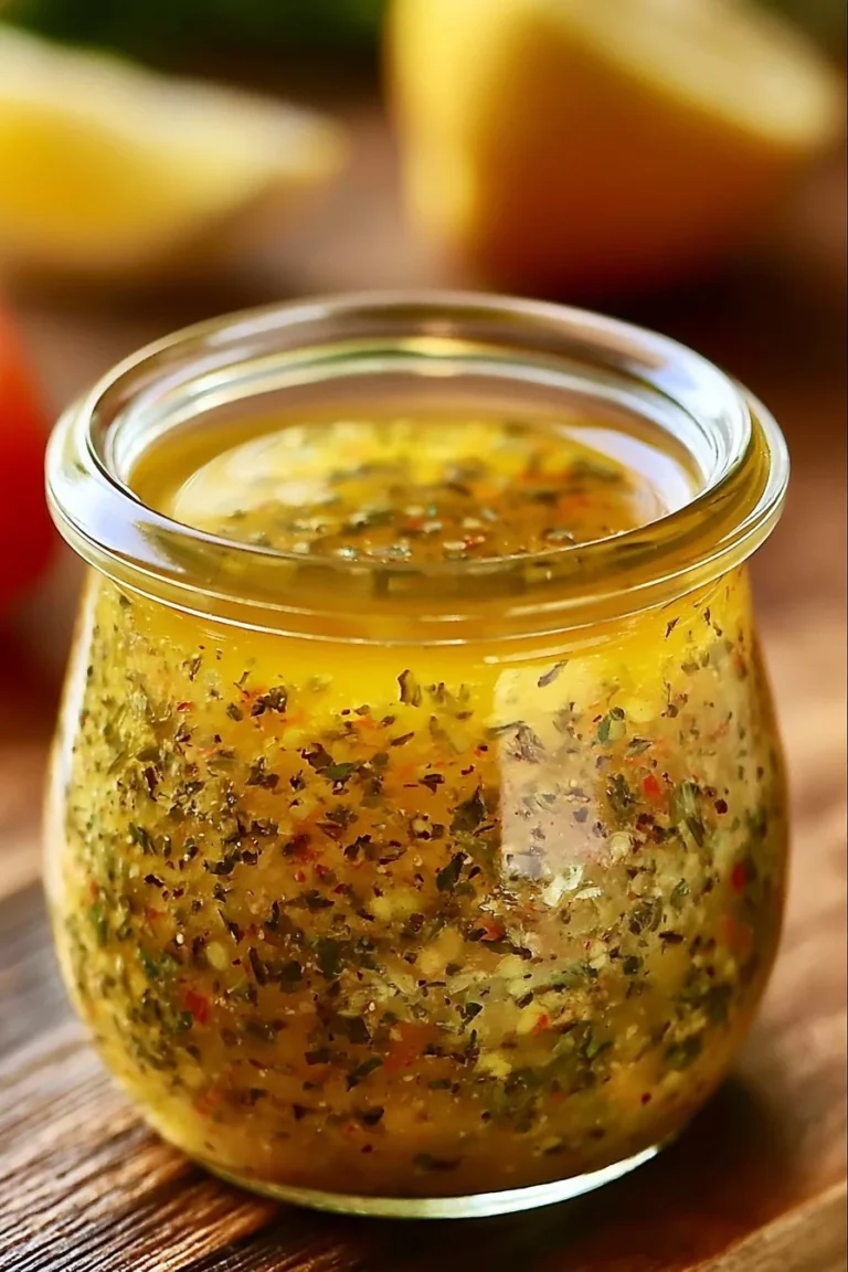 Vinaigrette italienne maison préparée avec des ingrédients frais et savoureux.