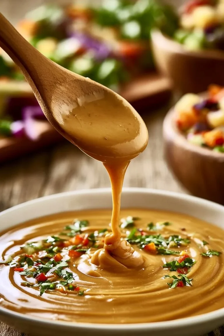 Vinaigrette thaï aux cacahuètes sur une salade colorée