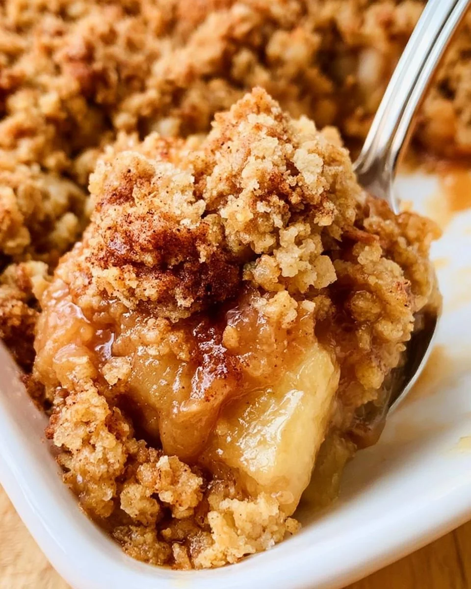 Recette de crumble aux pommes avec garniture sucrée et croustillant à la cannelle.
