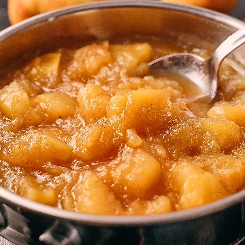 Recette de compote de pommes faite sur cuisinière avec des pommes fraîches