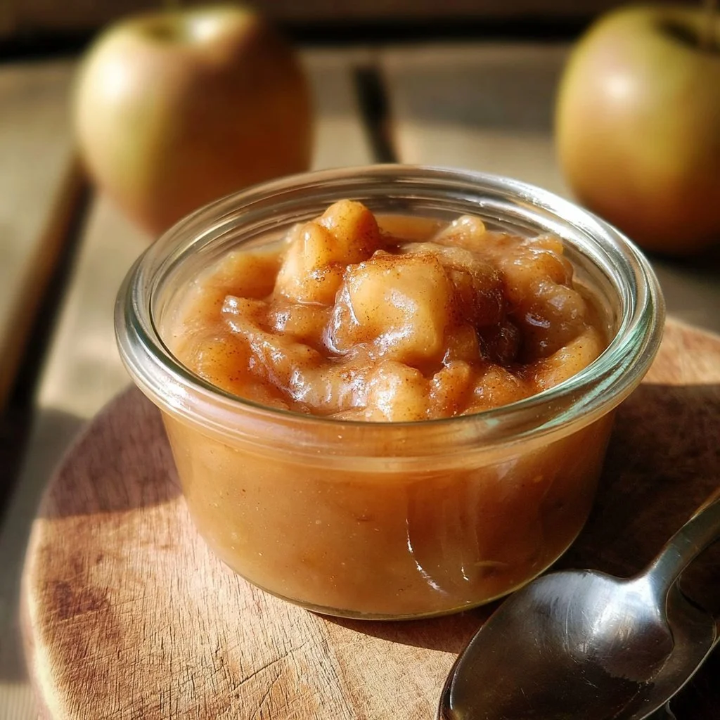Compote pomme-banane à la cannelle dans un bol, dessert savoureux et sain