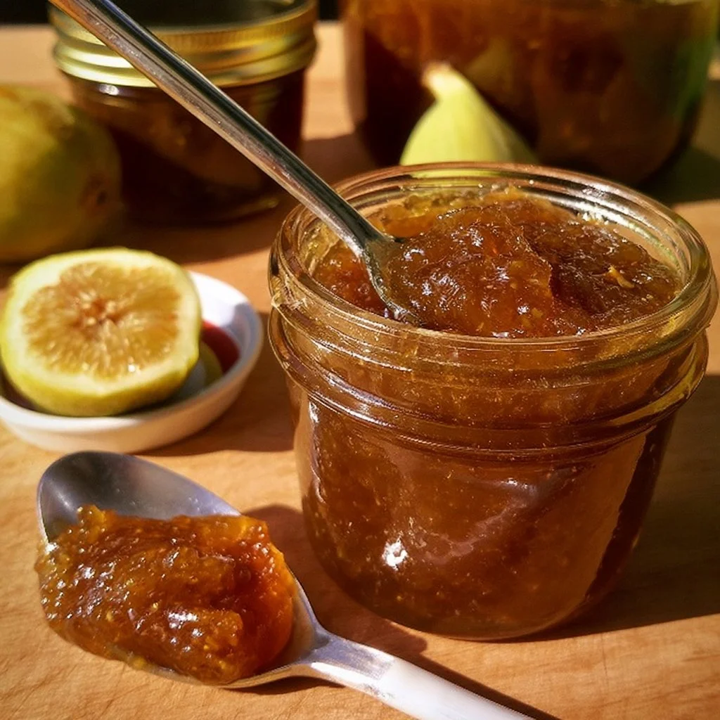 Confiture de gingembre et figue dans un pot en verre