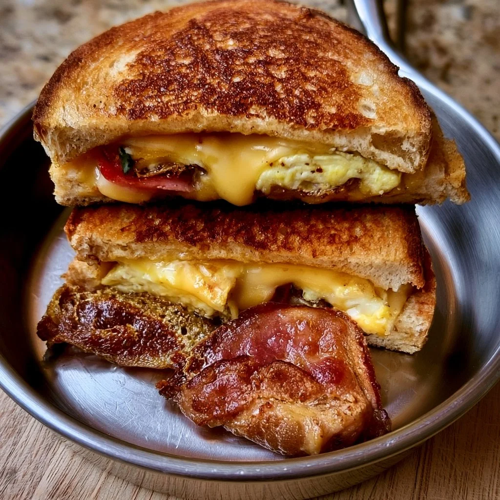Fromage grillé farci au petit-déjeuner doré et croustillant