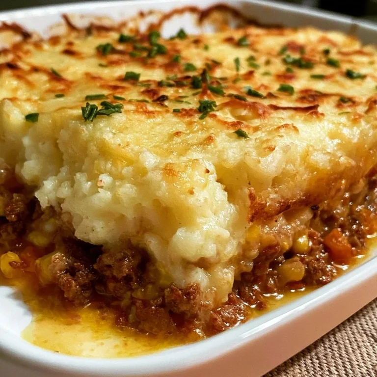 Bol de Hachis Parmentier savoureux avec viande hachée et purée de pommes de terre.