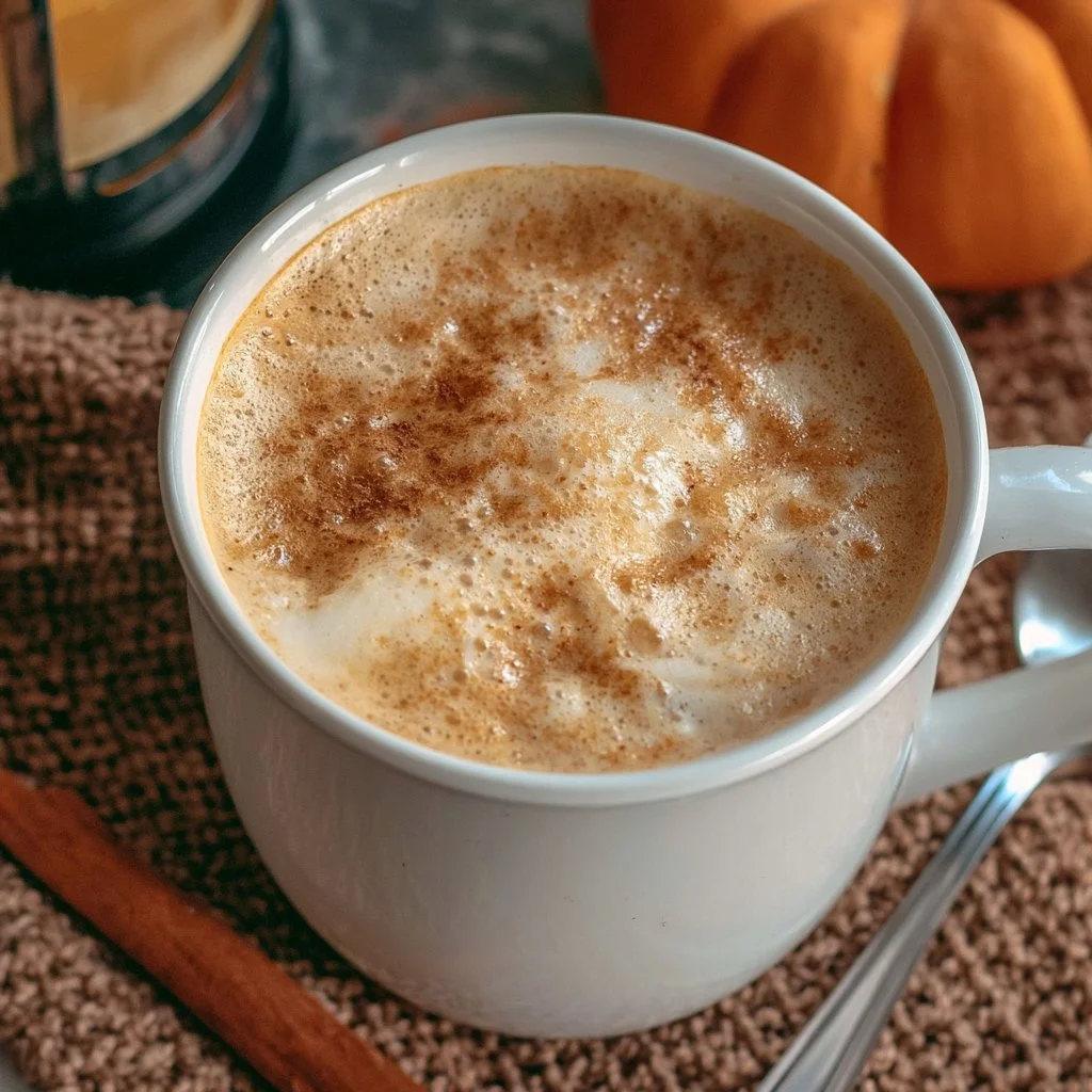 Recette de latte de citrouille épicé fait maison dans une tasse avec des épices