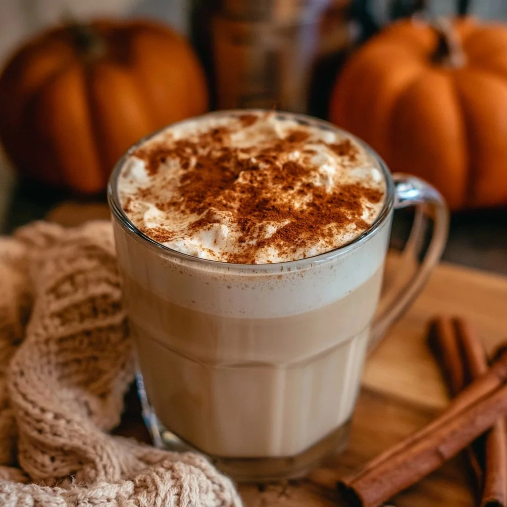 Chai Latte à la citrouille épicée dans une tasse douce et aromatique