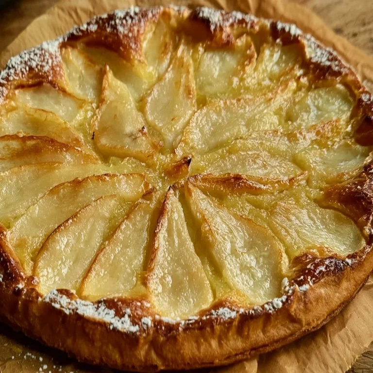 Tarte aux poires simple et facile, un dessert très appétissant.
