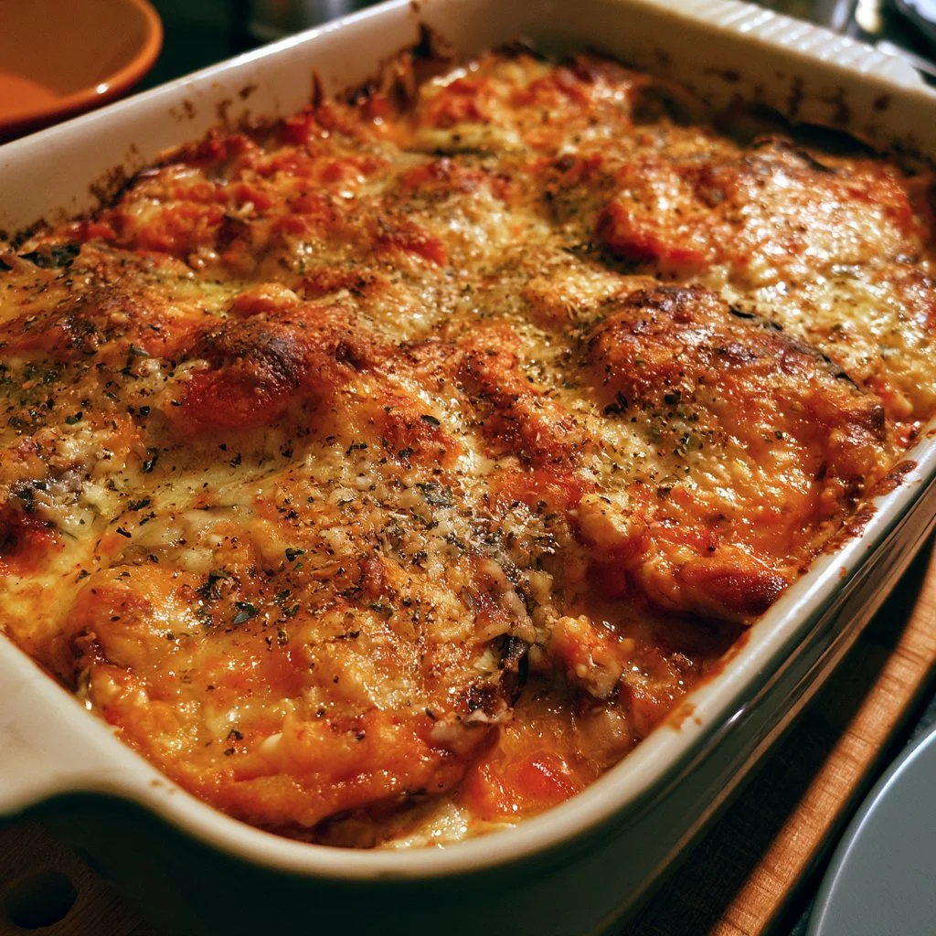 Aubergines parmigiana gratinées savoureuses avec fromage et sauce tomate