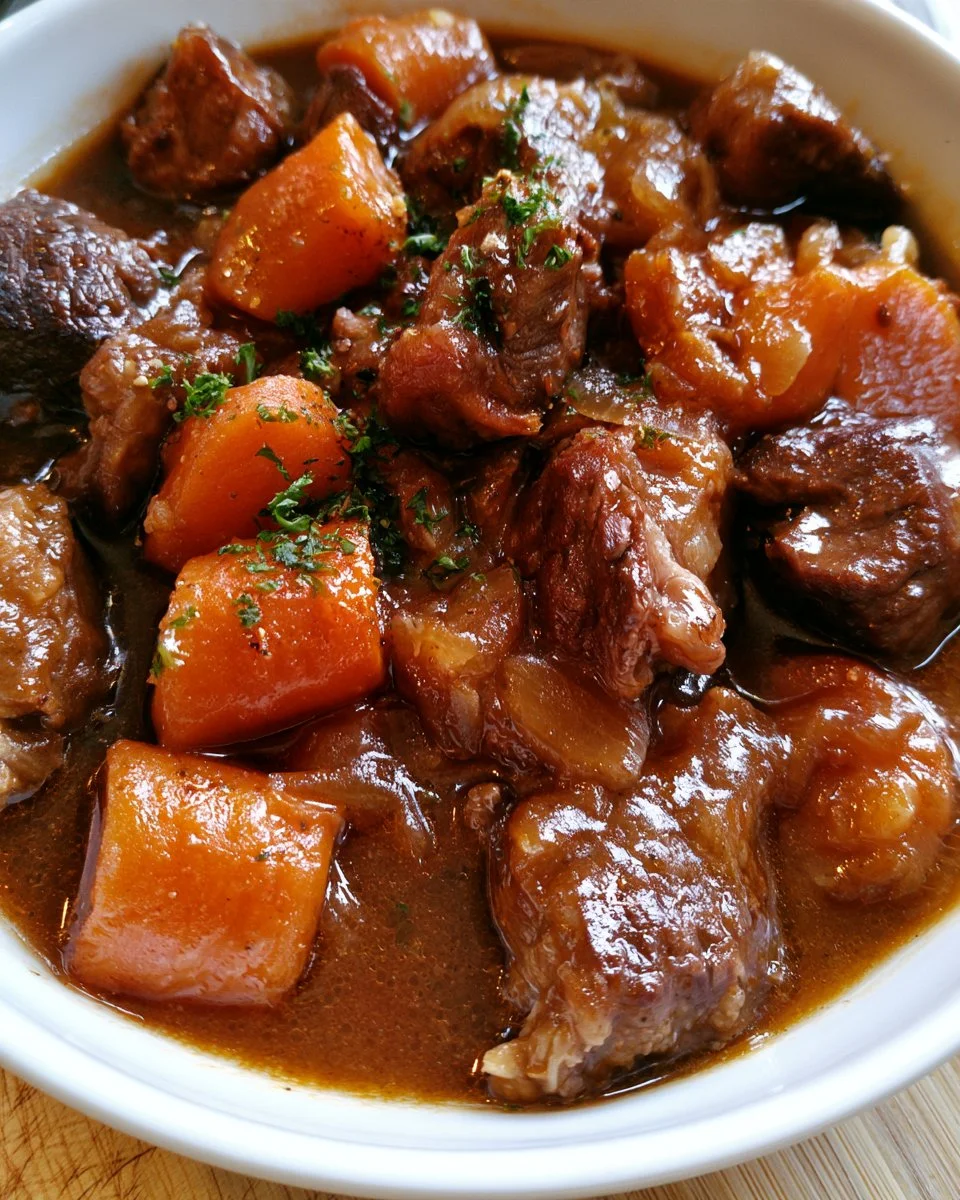 Plat de bœuf aux carottes fondant, savoureux et réconfortant