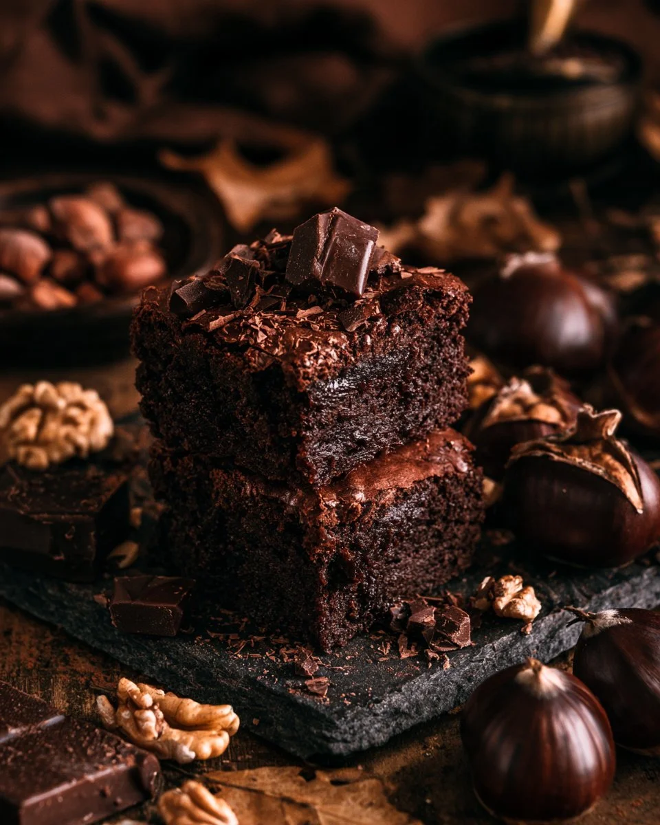Brownie chocolat et châtaignes, un dessert riche et moelleux