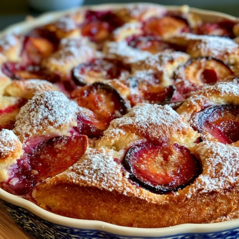 Clafoutis aux prunes et à la vanille, un dessert français savoureux