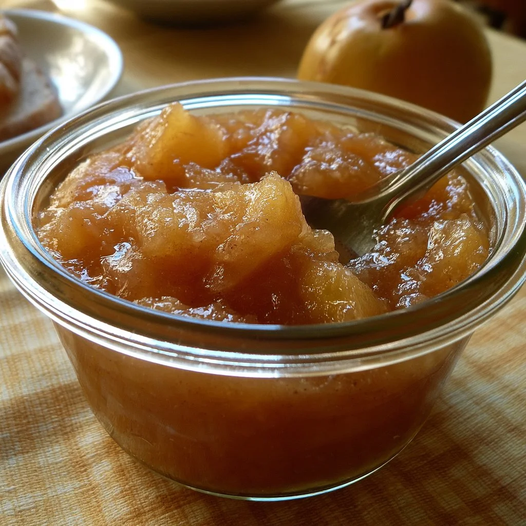 Bocal de compote pomme-coing à la vanille