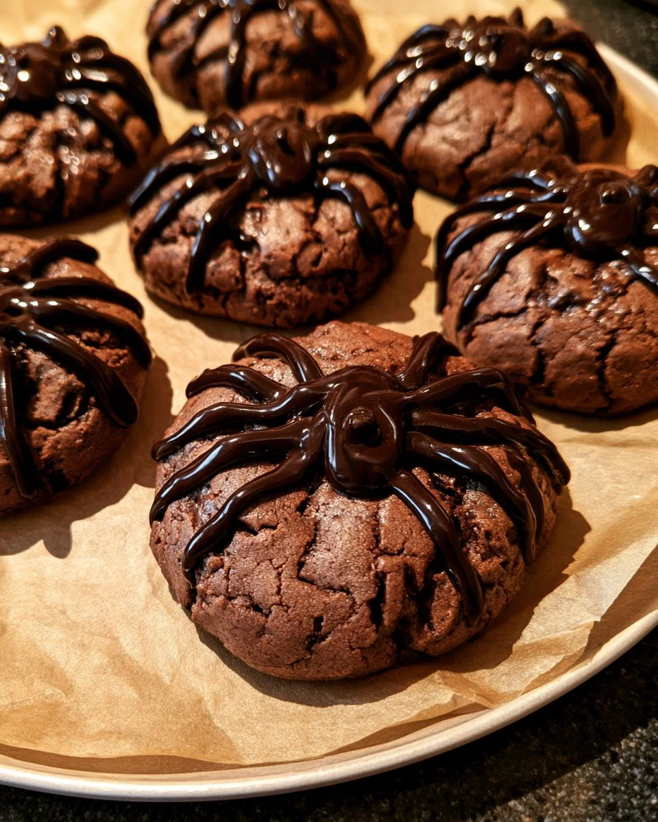Cookies au chocolat en forme d'araignées pour Halloween