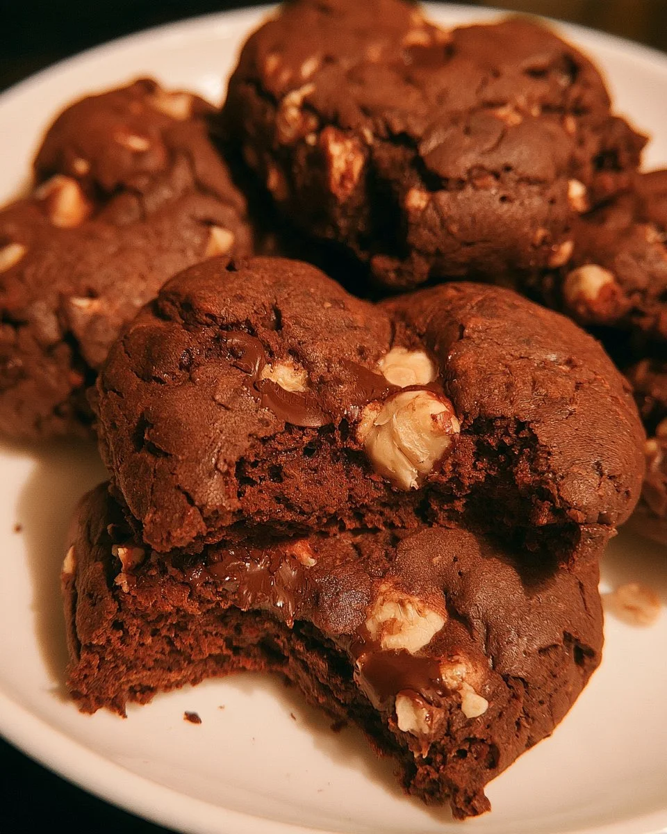 Cookies chocolat-noisette cœur fondant, délicieux et fondants.