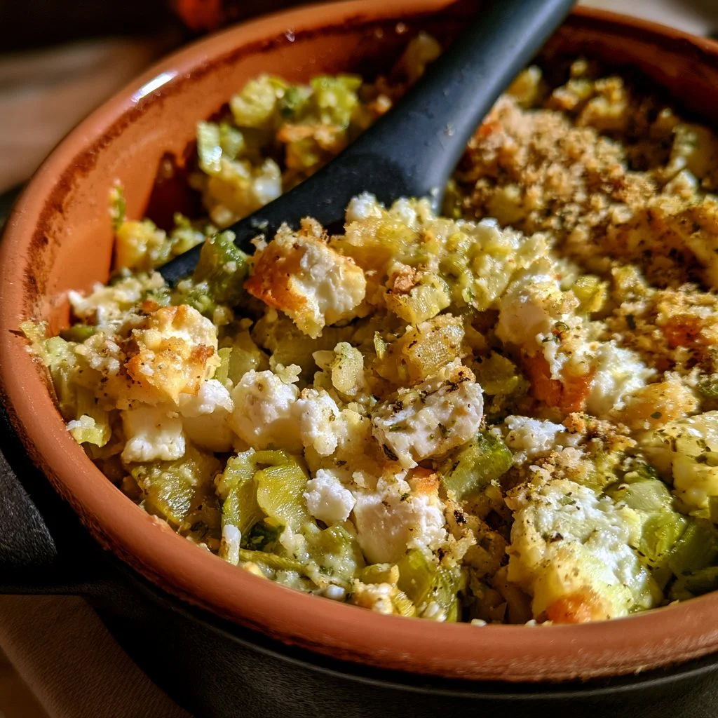 Crumble de poireaux au chèvre savoureux et appétissant