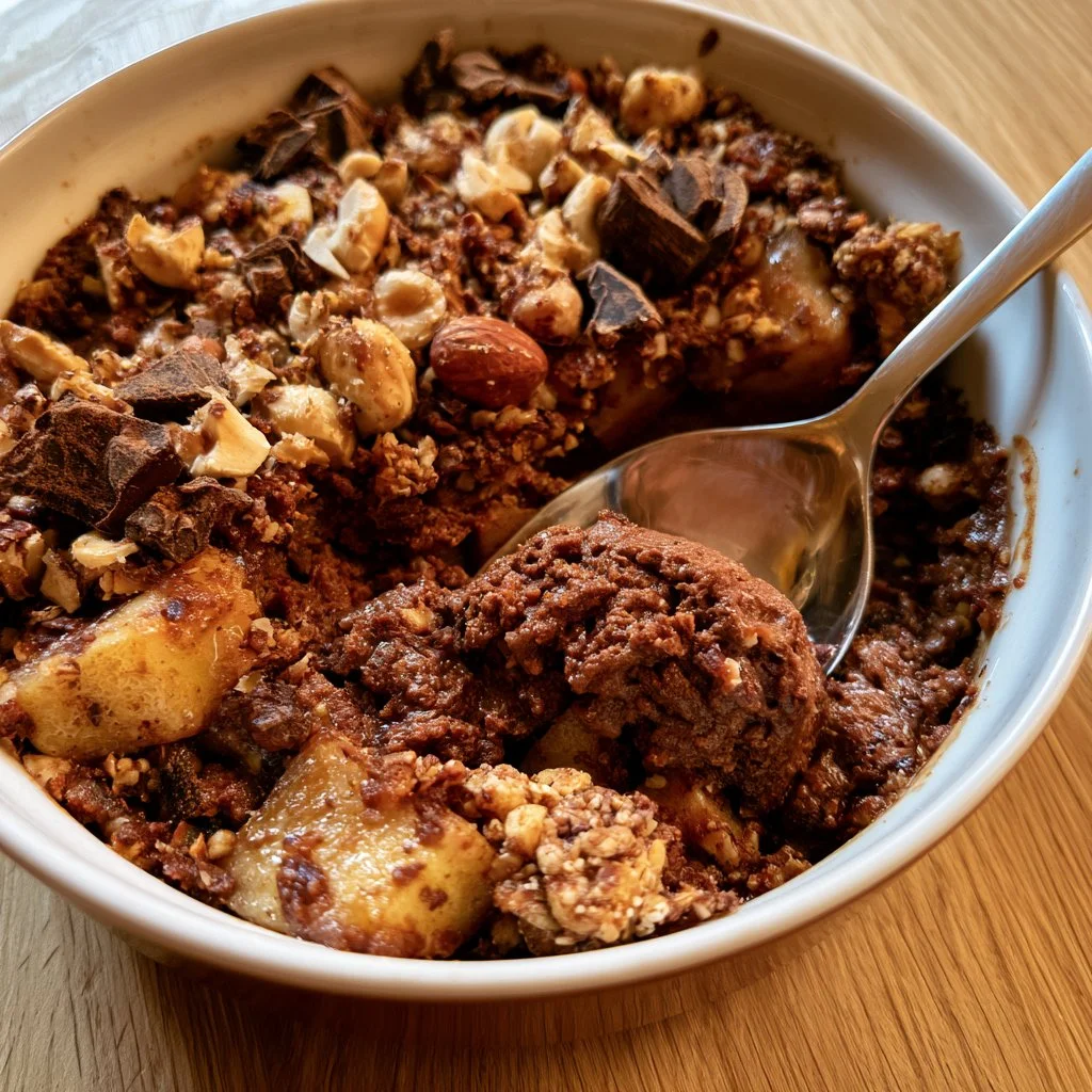 Crumble poire-chocolat aux noisettes homemade
