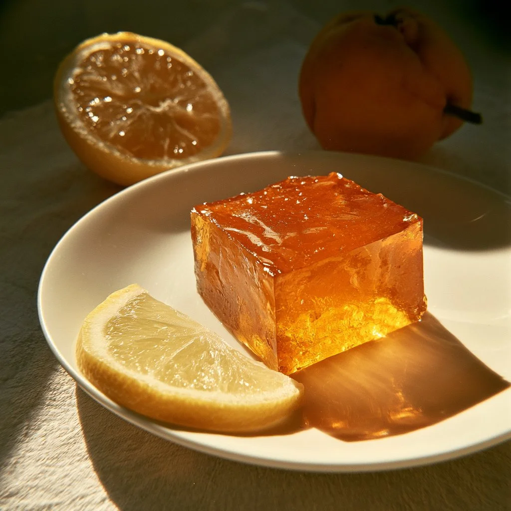 Gelée de coing au citron maison dans un pot en verre