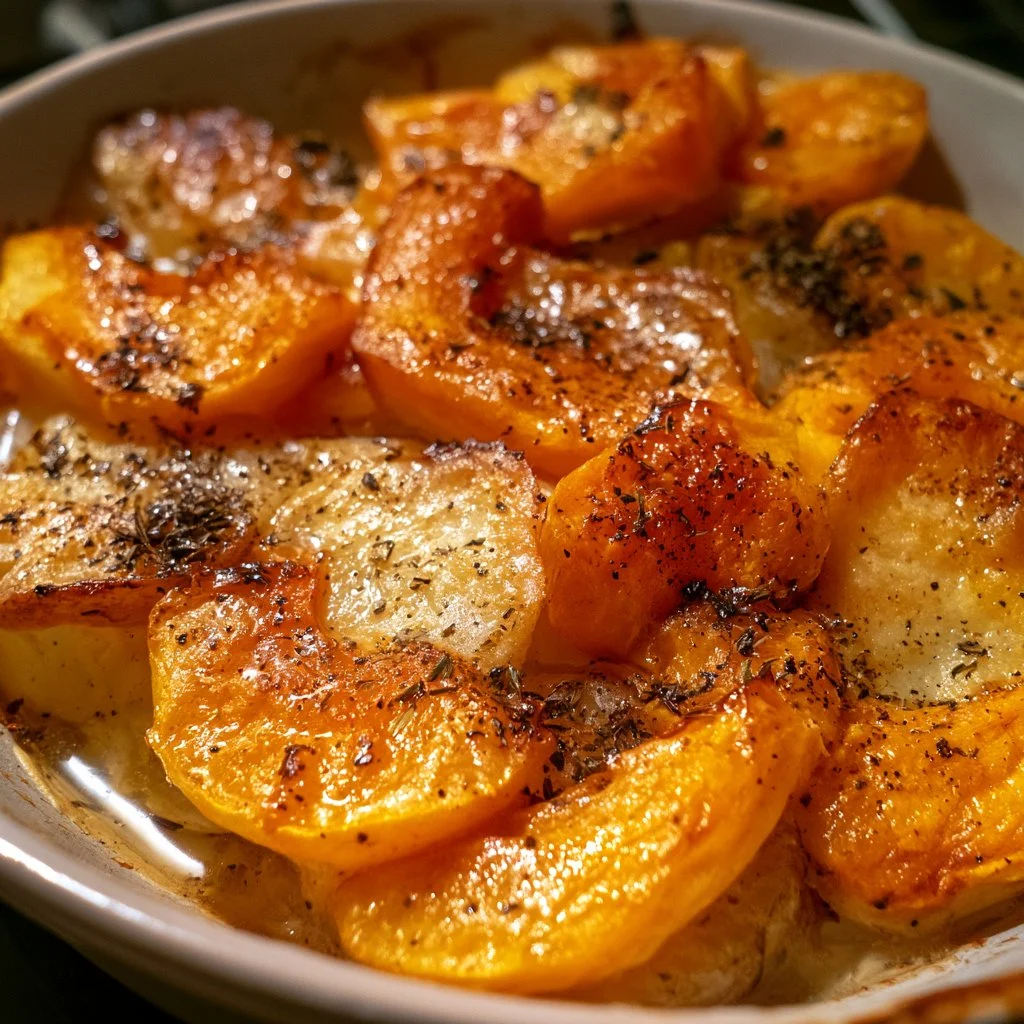 Gratin dauphinois de butternut et pommes de terre, plat crémeux et savoureux