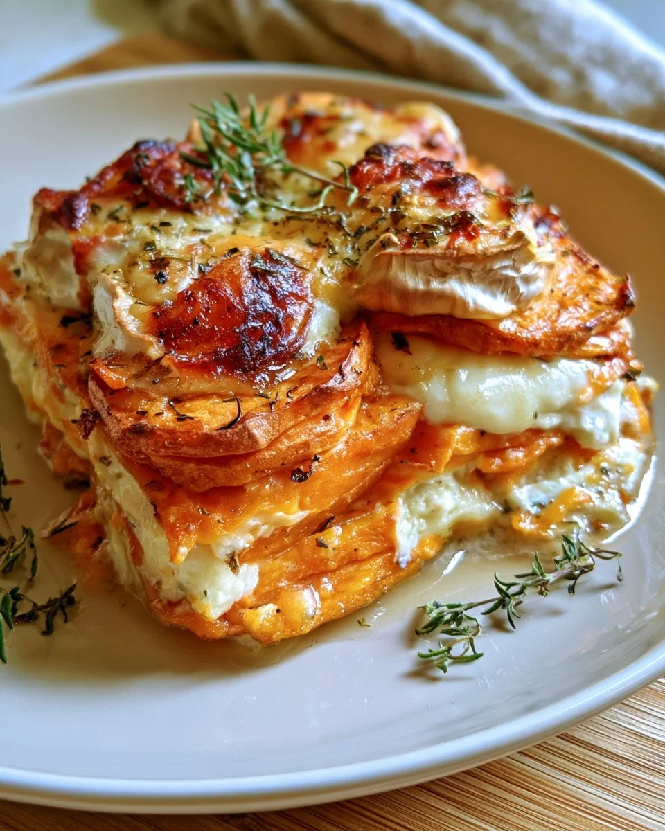Gratin de patate douce au chèvre, plat savoureux et réconfortant