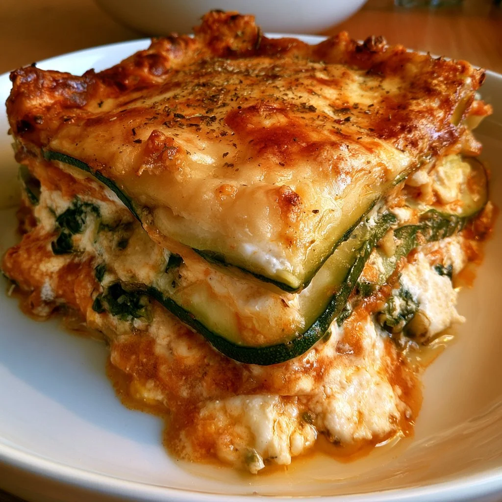 Lasagnes de courgettes à la ricotta, plat végétarien délicieux et réconfortant.
