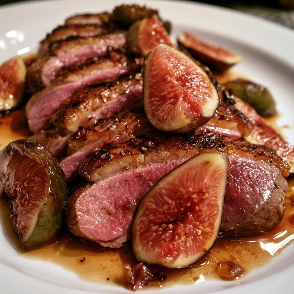 Magret de canard aux figues fraîches, plat gourmet savoureux et raffiné