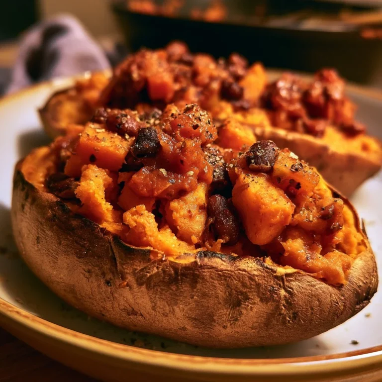 Patates douces farcies au chili de haricots rouges, un plat savoureux et sain.