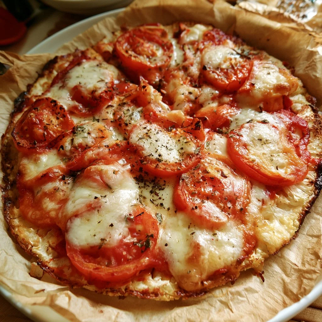 Pizza de chou-fleur à la tomate et mozzarella, un plat savoureux et sain
