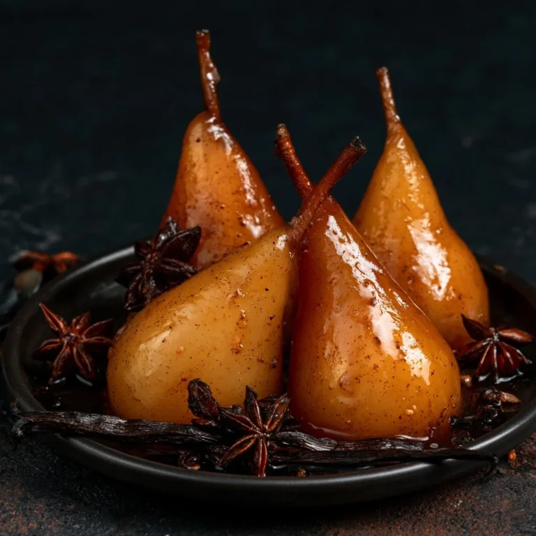 Poires pochées aux épices et à la vanille, un dessert délicat et parfumé