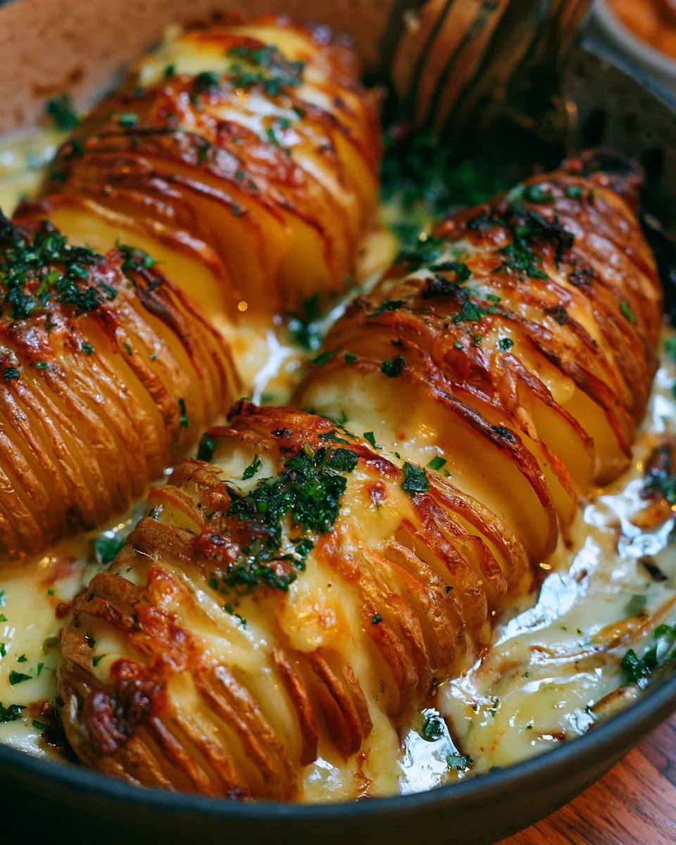 Pommes de terre Hasselback au comté, croustillantes et savoureuses