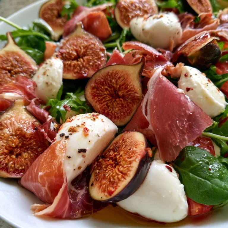 Salade de figues avec jambon cru et mozzarella, plat frais et savoureux